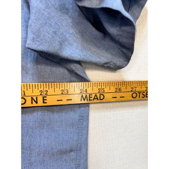 Forsyth Of Canada Mens Chambray Button-Down Shirt Large Blue Short Sleeve Casual - Picture 8 of 11